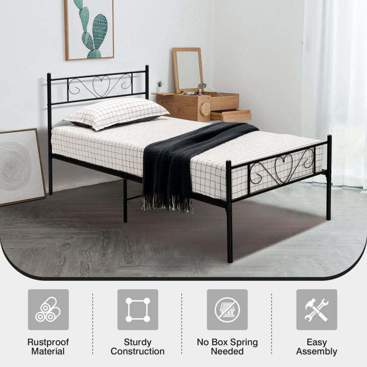 Twin XL Metal Bed Frame with Heart-shaped HeadboardCostway Gallery View 3 of 10